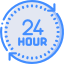24 hours blue icon