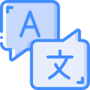 multilingual blue icon
